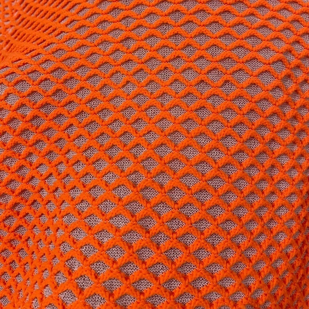 Zara neon fishnet semi sheer crop sweater s